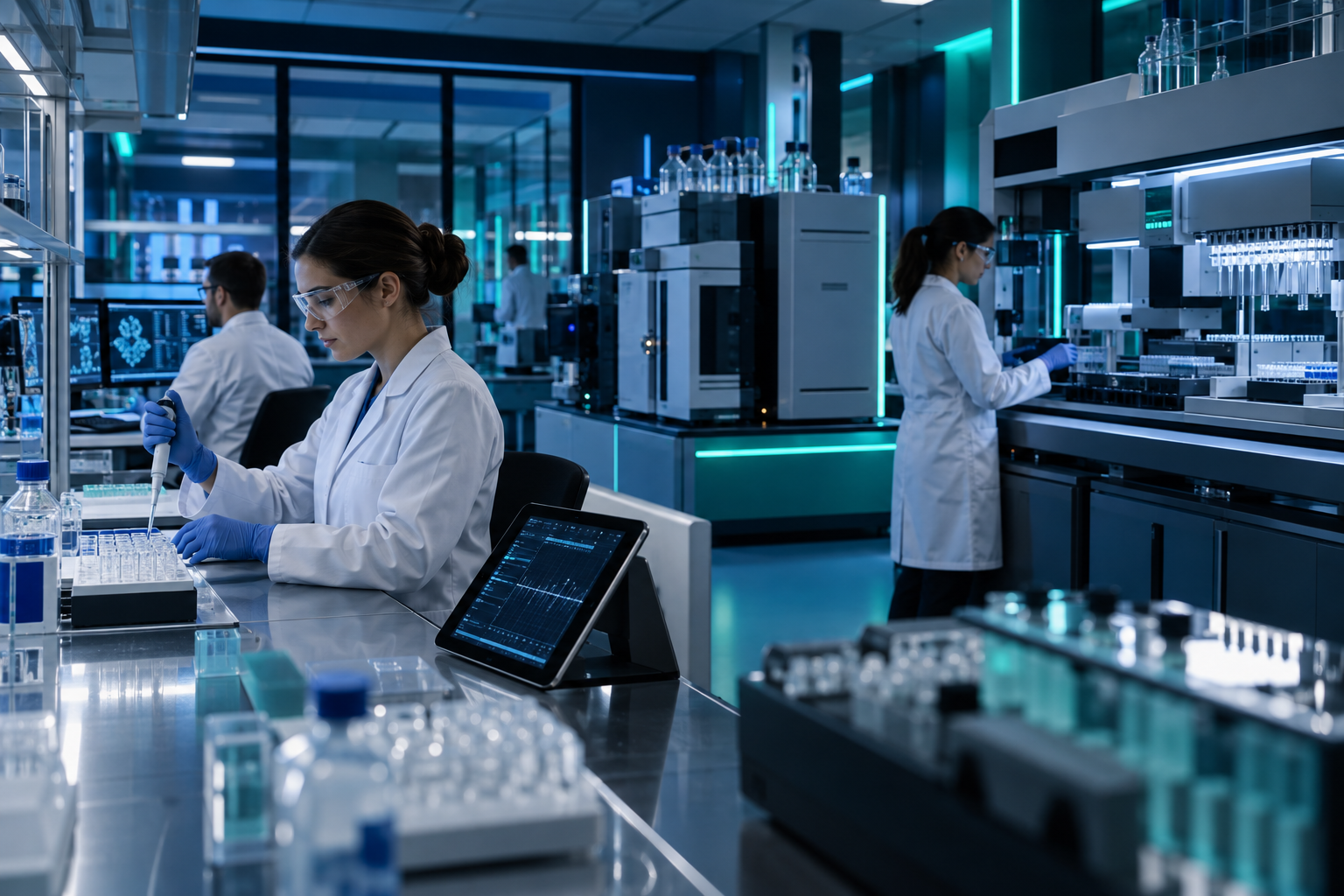 Modern research facility illustrating an academic laboratory quality management system setup